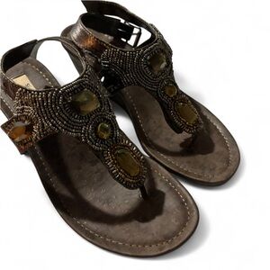 Simply Vera Elegant Beaded Brown Sandals women’s 6